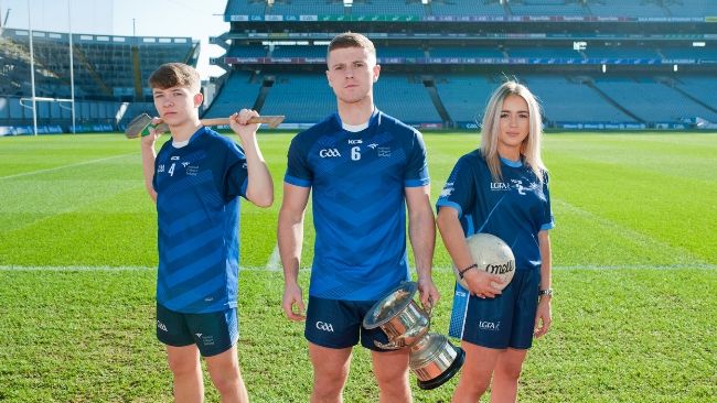 NCI students wearing the NCI sports uniform on Croke Park pitch